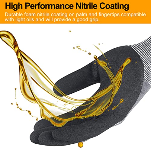 Safety Work Gloves MicroFoam Nitrile Coated (3 Pairs/ Grey)