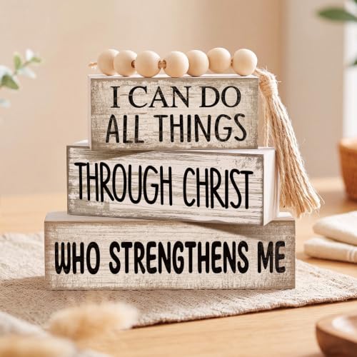 4 Pcs Christian Table Decor for Home (I Can Do All Things Through Christ)