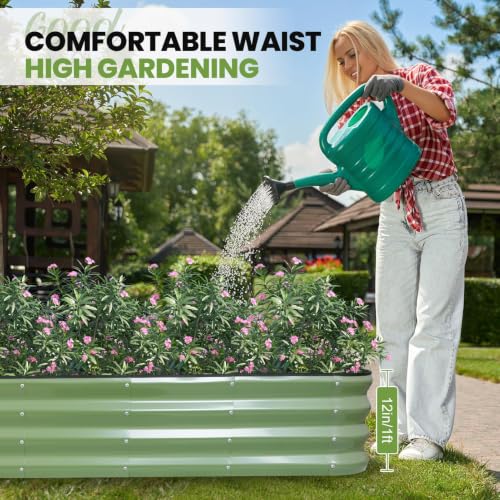 Raised Garden Beds Outdoor (Green / 8x2x1ft(1pcs))