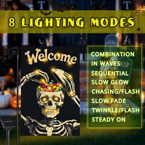 Halloween Lighted Garden Flag (Multicolor Skeleton / 12x18 Inch)