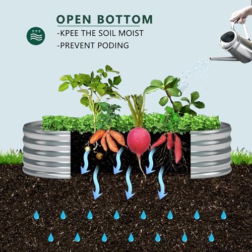 2 Pack Galvanized Raised Garden Bed Metal Oval Raised Garden Beds Outdoor Planter Box for Vegetables (6x3x1FT(2PCS) / Galvanized)