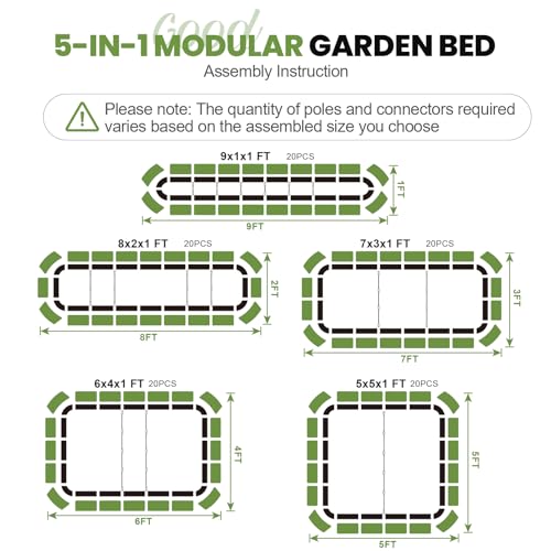 Raised Garden Beds Outdoor (Green / 8x2x1ft(1pcs))