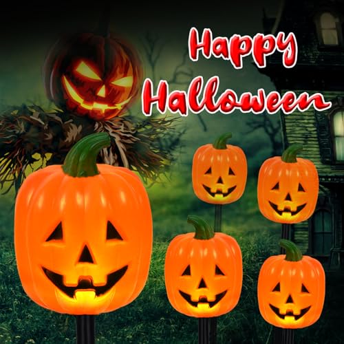 Halloween Solar Pathway Lights Outdoor (Long Pumpkin / 20-Pack)