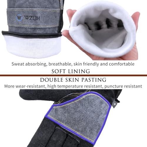 Leather Work Gloves for Men or Women.Gardening (Small (Pack of 1) / Grey - Black)