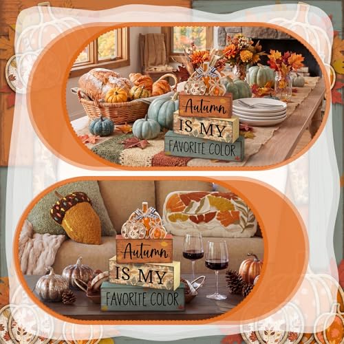 4 Pcs Fall Table Decor Wooden Pumpkins (Fall Harvest)