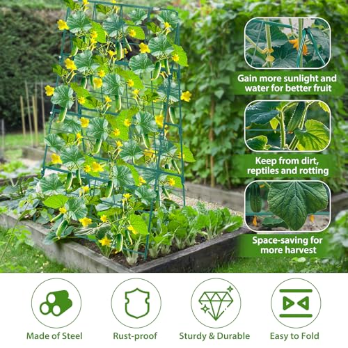 17 x 42 Inch Garden Trellis for Raised Beds Foldable Climbing Plant Support Cucumber Trellis Outdoor A (17 x 42 Inch)
