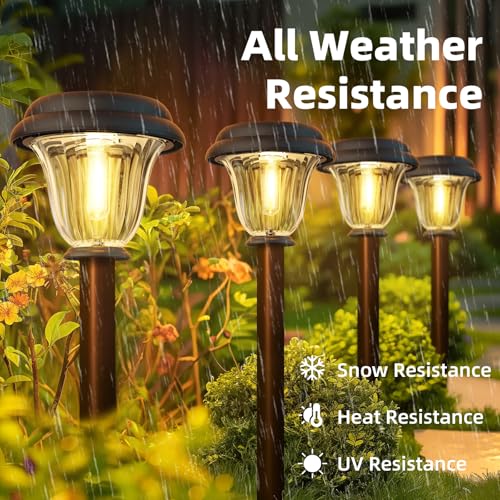 8 Pack Solar Lights Outdoor (8 Pack Brownish-Black)