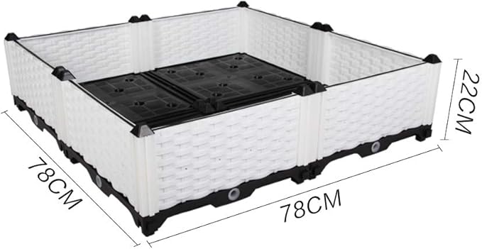 BAOYOUNI Raised Garden Bed Kit DIY Plastic Planter Box for Growing Fresh Vegetables, Herbs, Flowers & Succulents in Balcony, Rooftop, Patio or Yard, White, 30.7'' x 30.7'' x 8.66''