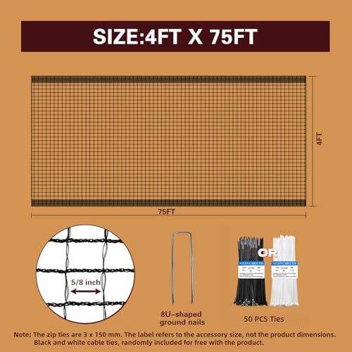 Plastic Mesh Fence Deer Fencing 4x75ft (4ft*75ft)