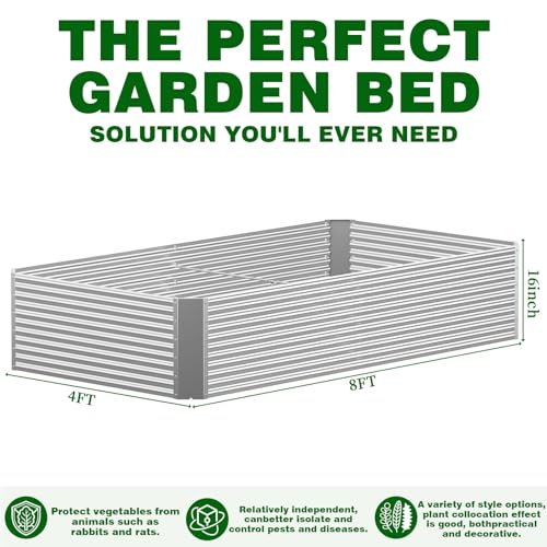 2 Pcs 8 x 4 x 1.4 FT Galvanized Steel Raised Garden Bed (8 x 4 x 1.4 FT)