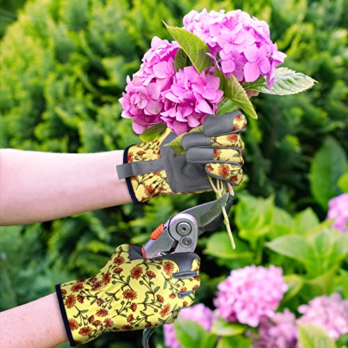 Gardening Gloves for Women (Grey+yellow)