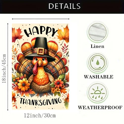 Fall Thanksgiving Turkey Garden Flag 12 x 18 inch Double Sided Outside decorations (#10)