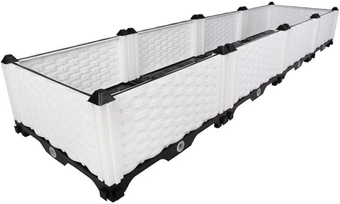 BAOYOUNI Raised Garden Bed Kit DIY Plastic Planter Box for Growing Fresh Vegetables, Herbs, Flowers & Succulents in Balcony, Rooftop, Patio or Yard, White, 61.41'' x 15.35'' x 8.66''