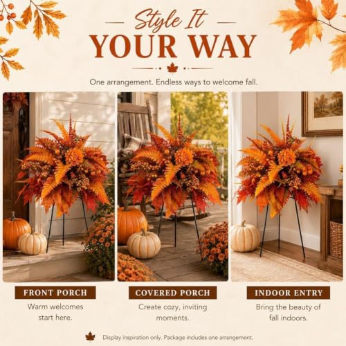 Fall Harvest Artificial Floral Arrangement with Garden Stake (Orange)
