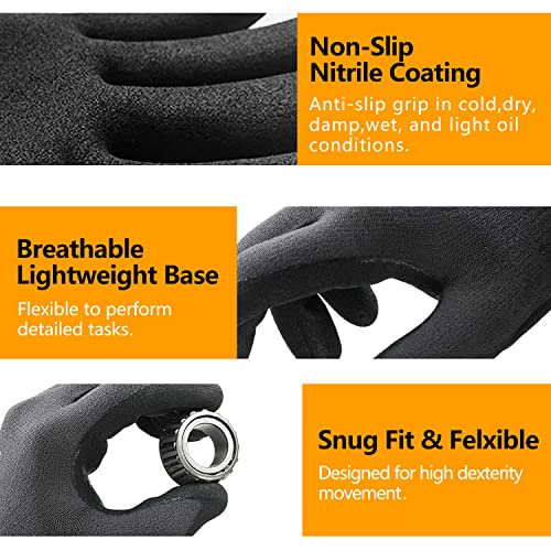 Safety Work Gloves MicroFoam Nitrile Coated (3 Pairs/ Grey)