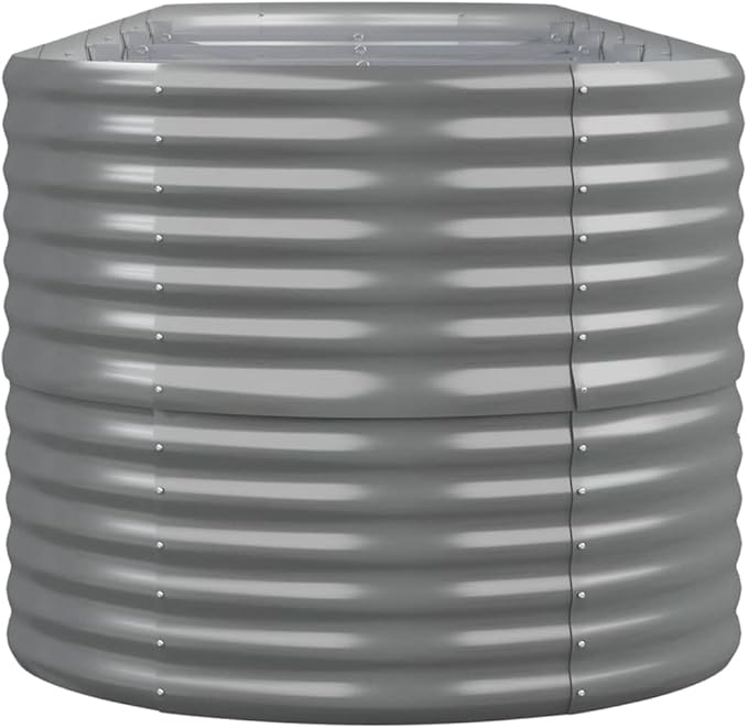 Garden Raised Bed Powder-Coated Steel 173.2"x31.5"x26.8" Gray,Raised Garden Bed,Outdoor Planters for Flower Herb Garden