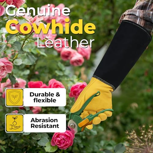 Rose Pruning Gloves for Men Women (Mustard Yellow / Medium (Pack of 1))