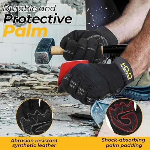 Work Gloves for Men & Women (Deep Black (1 Pair) / X-Large)