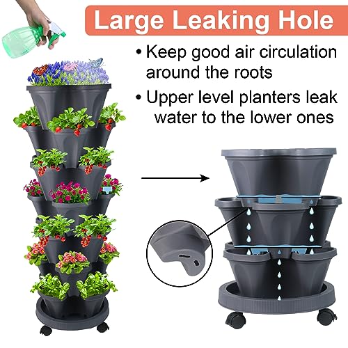Vertical Planter Tower (Dark Gray / 7 Tier)