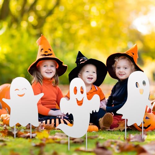 3 Pack Metal Halloween Ghost Decor (Ghost Style / White)