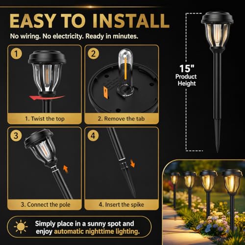 12 Pack Solar Lights Outdoor (12 Pack - Warm)