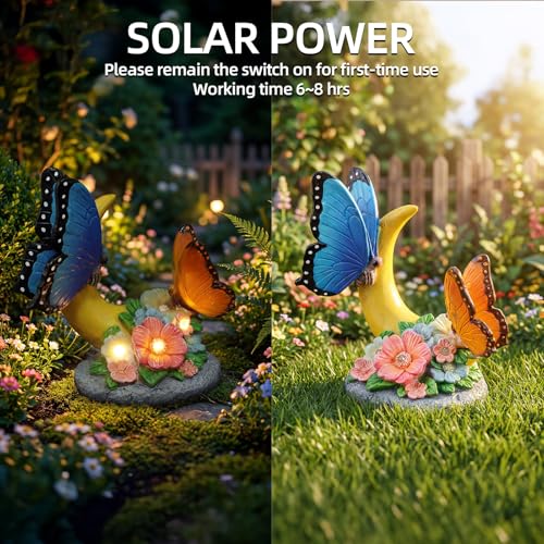 Solar Garden Butterfly Statue Decor for Yard Lawn Patio Outdoor (Butterfly)