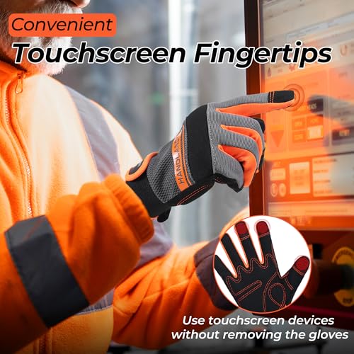 Work Gloves for Men & Women (Orange (1 Pair) / X-Large)