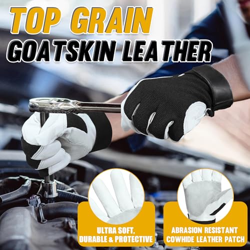 Work Gloves for Men & Women (White Black (1 Pair) / Medium)
