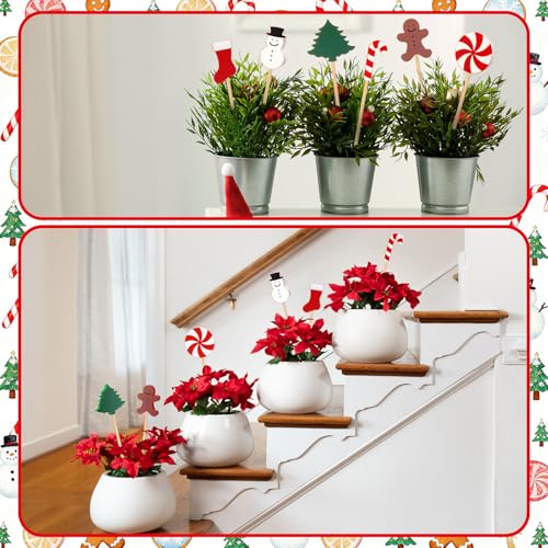 6 Pcs Wooden Christmas Garden Stakes Yard Plant Decoration (Christmas)