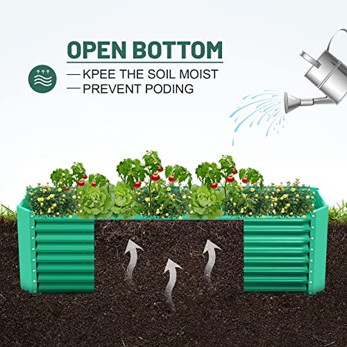6×3×2 ft Galvanized Metal Raised Garden Bed (6×3×2ft（Rectangular） / Green)