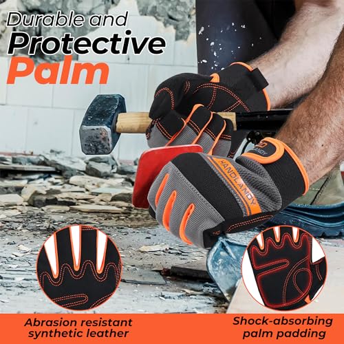 Work Gloves for Men & Women (Orange (1 Pair) / 2X-Large)