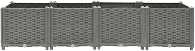 Raised Garden Bed 63" x 15.7" x 15" Light Gray Polypropylene Planter Outdoor Elevated Garden Bed Raised Flower Bed for Patio, Garden, Balcony, and Vegetable Garden