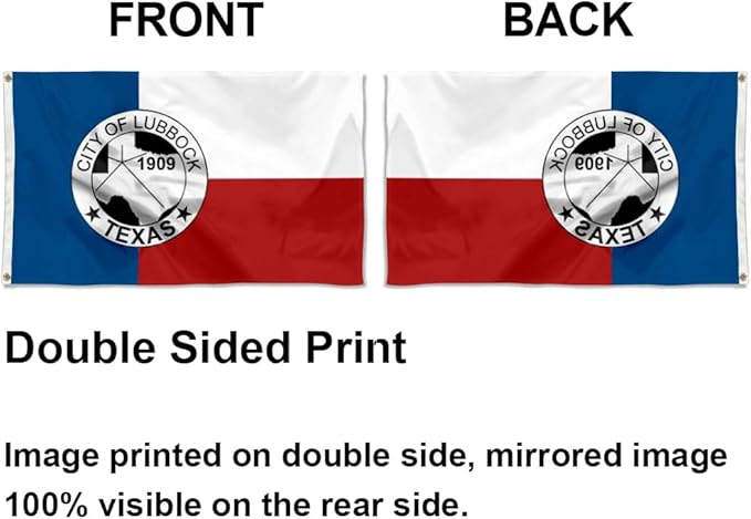 City of Lubbock Flag Banner 3x5ft Vivid Color Double Stitched with 2 Brass Grommets