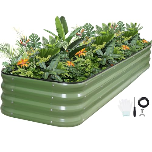Raised Garden Beds Outdoor (Green / 8x2x1ft(1pcs))