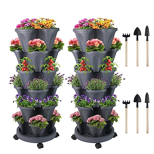 Vertical Planter Tower (Dark Gray / 6 Tier)