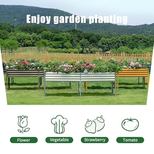 Galvanized Raised Garden Bed with Legs (Silver / 96×24×32in)