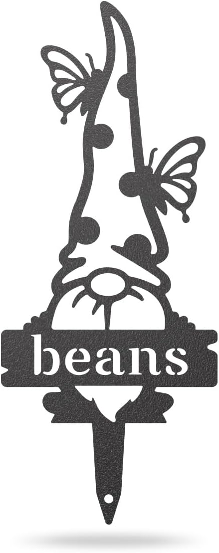 RealSteel Gnome Plant Markers Metal Garden Stakes | Outdoor Garden Labels & Plant Tags for Vegetables & Herbs | Decorative Yard & Raised Bed Garden Signs | Gardening Gift | Made in USA - Beans