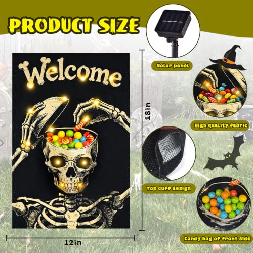 Halloween Lighted Garden Flag (Multicolor Skeleton / 12x18 Inch)