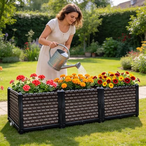 Large Planters for Outdoor Plants 14" Tall Planter Box (47.2"(l) X 15.7"(w) X 14.2"(h))
