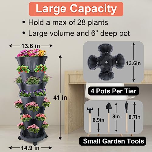 Vertical Planter Tower (Dark Gray / 7 Tier)