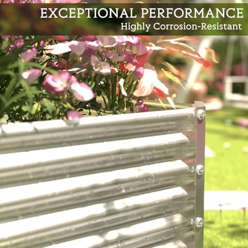 2 Pack Tall Corrugated Galvanized Steel Raised Garden Bed Outdoor (4x2FT)