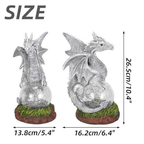 Solar Garden Dragon Statue Decor for Yard Lawn Patio Outdoor (Dragon)