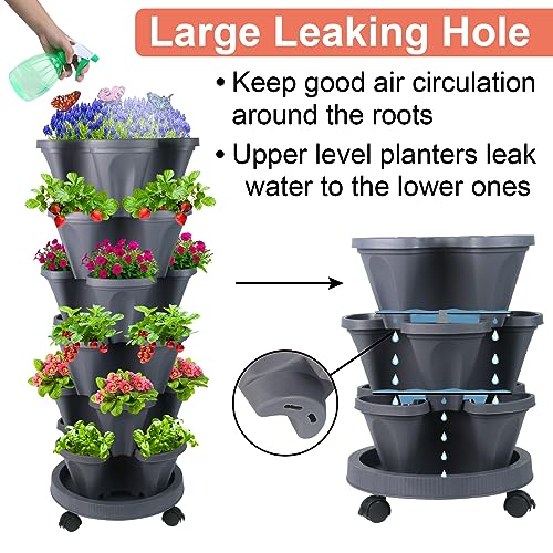 Vertical Planter Tower (Dark Gray / 6 Tier)