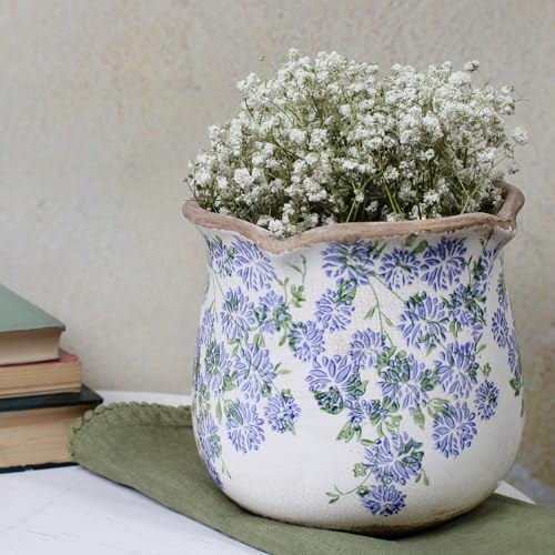 Ceramic Pots for Plants (Antique Blue Meadow)