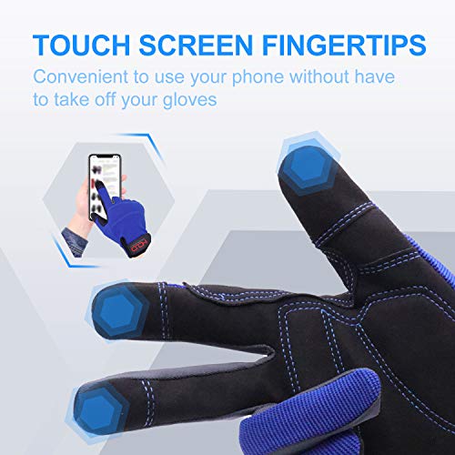 Work Gloves for Men & Women (Black & Blue (2 Pairs) / Medium)