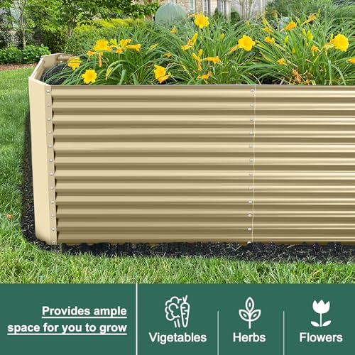 6x3x3ft Rectangular Galvanized Raised Garden Beds (6×3×3ft / Cream Yellow)