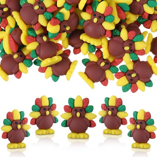 50 Pcs Mini Fall Thanksgiving Turkey Figures Bulks (Thanksgiving Turkey)