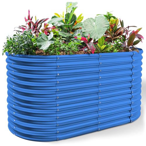 6x3x3ft Oval Galvanized Raised Garden Beds (Royal Blue / 6x3x3ft)