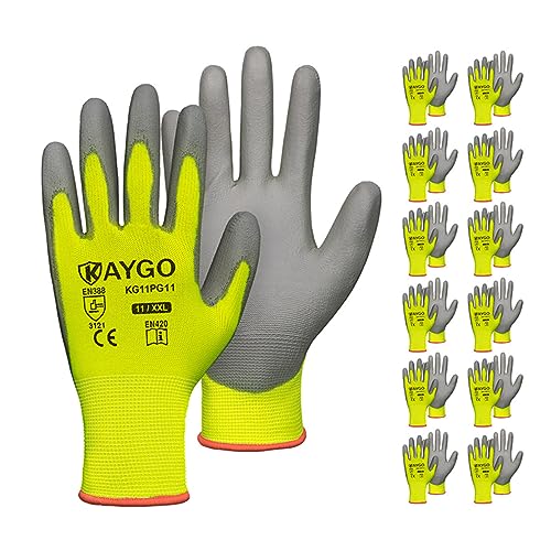 Safety Work Gloves for Men Women (Green / XX-Large)