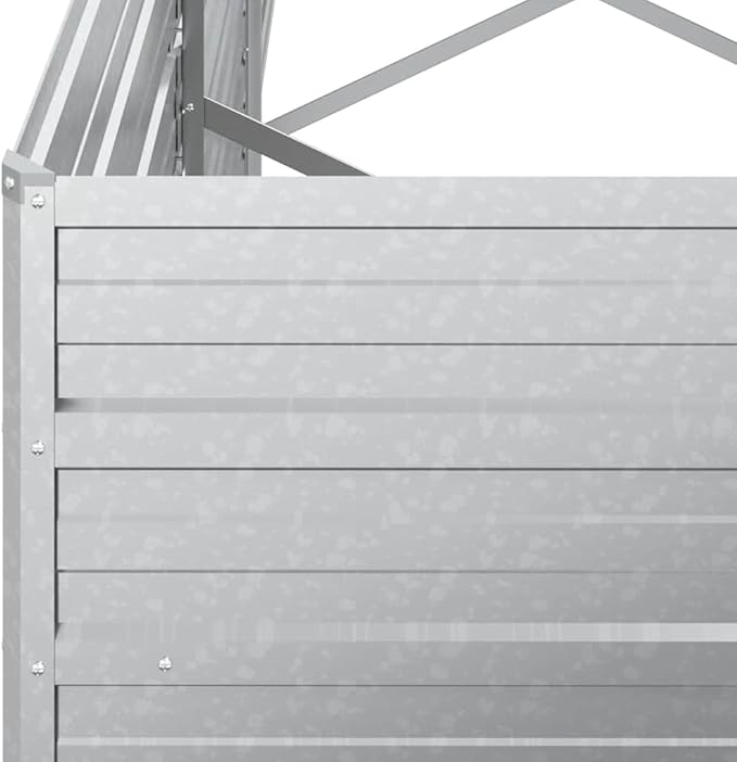 Rectangular Raised Garden Bed, Silver Galvanized Steel Planter for Outdoor Plants, Durable Metal Garden Box, 94.5x94.5x17.7 Inch Large Capacity for Vegetables, Herbs, Flowers